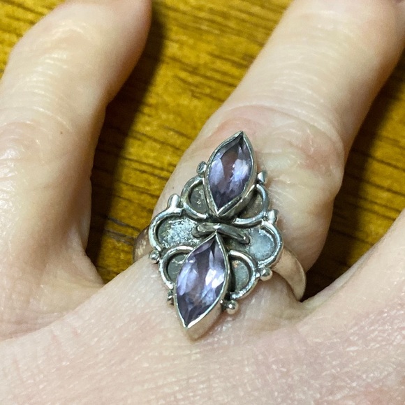 Sterling Silver Amethyst Art Deco Ring size 6.5 - Picture 1 of 6